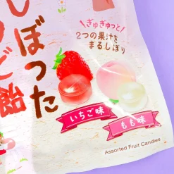 Kanro Whole Squeezed Fruit Throat Candy - Strawberry & Peach