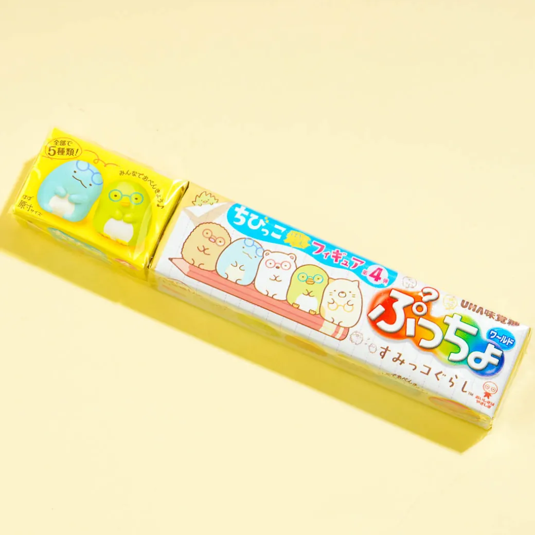 Puccho Chewy Candy with Sumikko Gurashi Eraser Figure - Peach