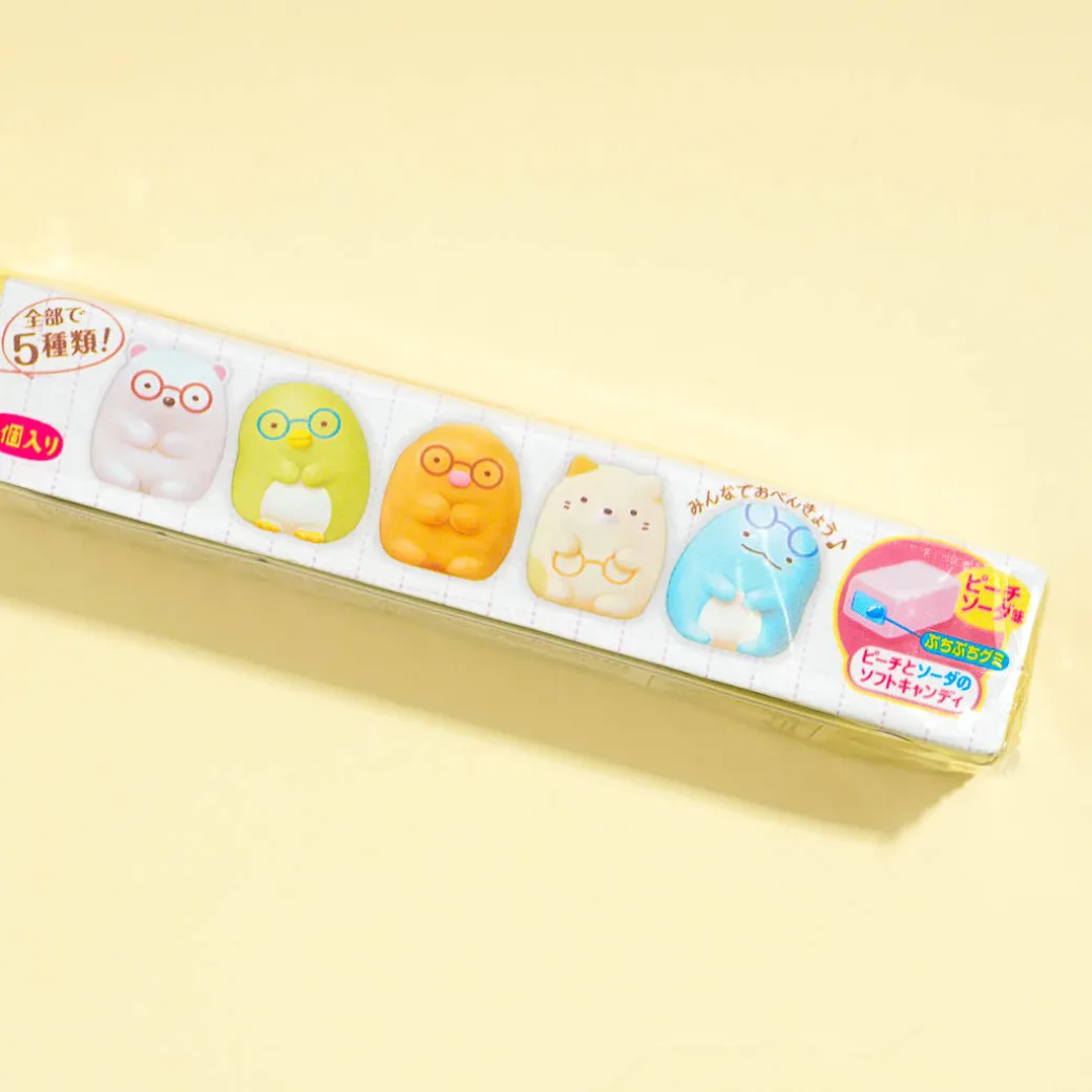Puccho Chewy Candy with Sumikko Gurashi Eraser Figure - Peach